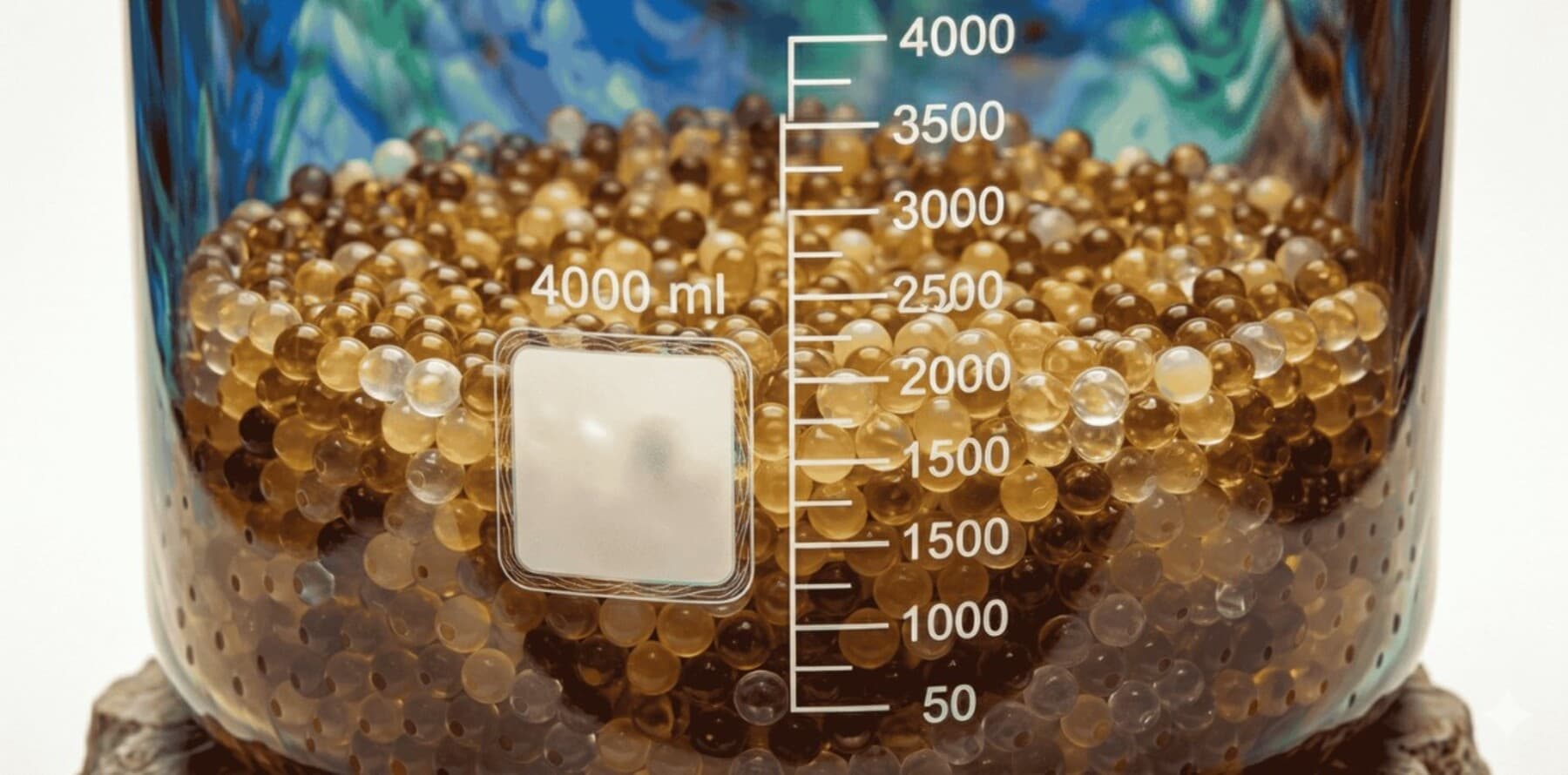 Gold and Amber colored Cation and Anion Ion Exchange Resin Beads